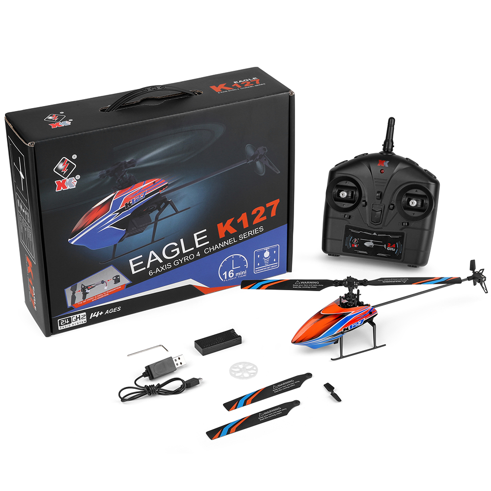 WLtoys XK K127 2.4G 4CH 6-Aixs - Rc Helicopter Gyro ulasan dan harga