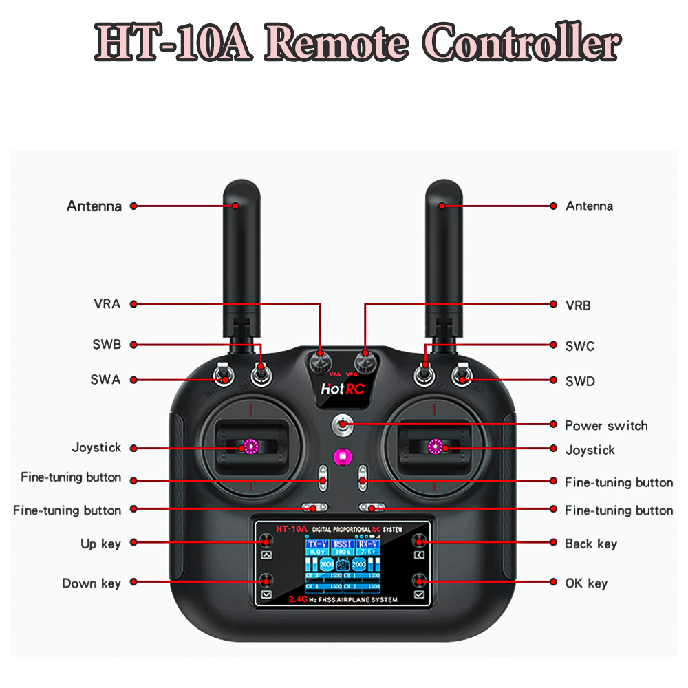Hotrc HT-10A 2.4G 10CH Transmi - Rc Helicopter Motor ulasan dan harga